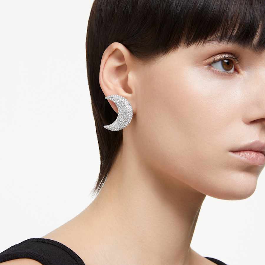 ARETES SWAROVSKI LUNA LUNA, DISEÑO COLLAR, BLANCO, BAÑO DE RODIO