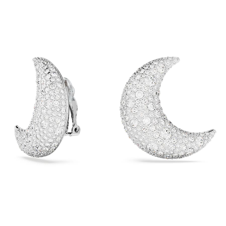 ARETES SWAROVSKI  LUNA LUNA, BLANCO, BAÑO DE RODIO