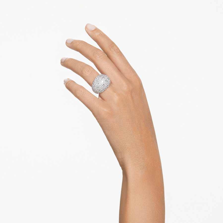 ANILLO SWAROVSKI  LUNA LUNA, BLANCO, BAÑO DE RODIO, TALLA 58