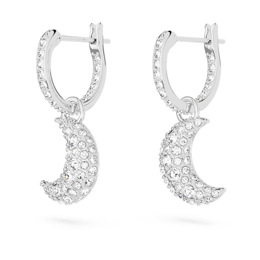 ARETES SWAROVSKI LUNA LUNA, BLANCO, BAÑO DE RODIO