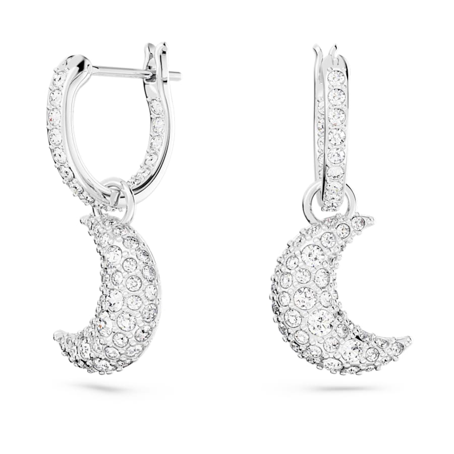 ARETES SWAROVSKI LUNA LUNA, DISEÑO MINI, BLANCO, BAÑO DE RODIO