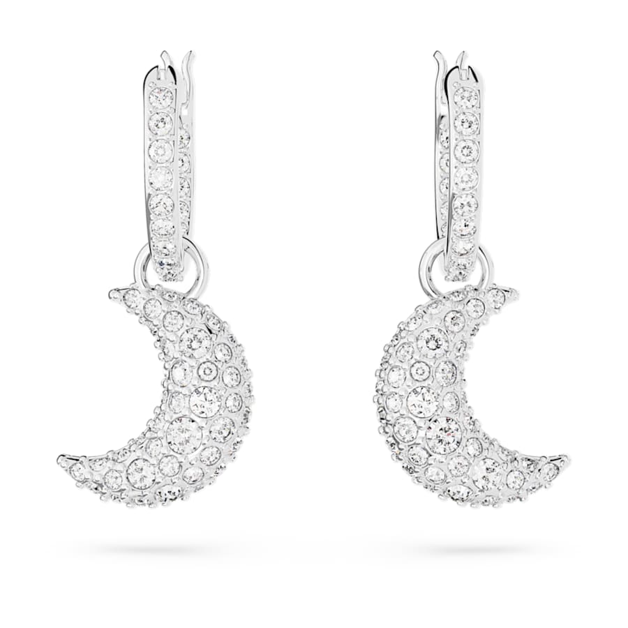 ARETES SWAROVSKI LUNA LUNA, DISEÑO MINI, BLANCO, BAÑO DE RODIO