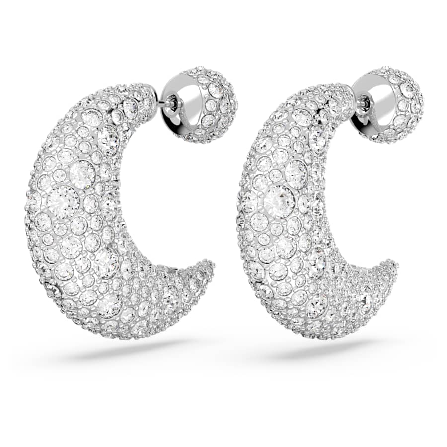 ARETES SWAROVSKI LUNA LUNA, DISEÑO PENDIENTE, BLANCO, BAÑO DE RODIO
