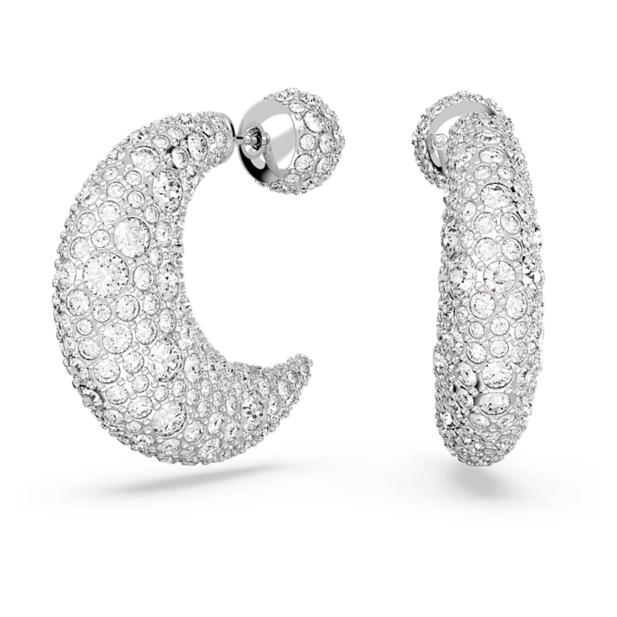 ARETES SWAROVSKI LUNA LUNA, DISEÑO PENDIENTE, BLANCO, BAÑO DE RODIO