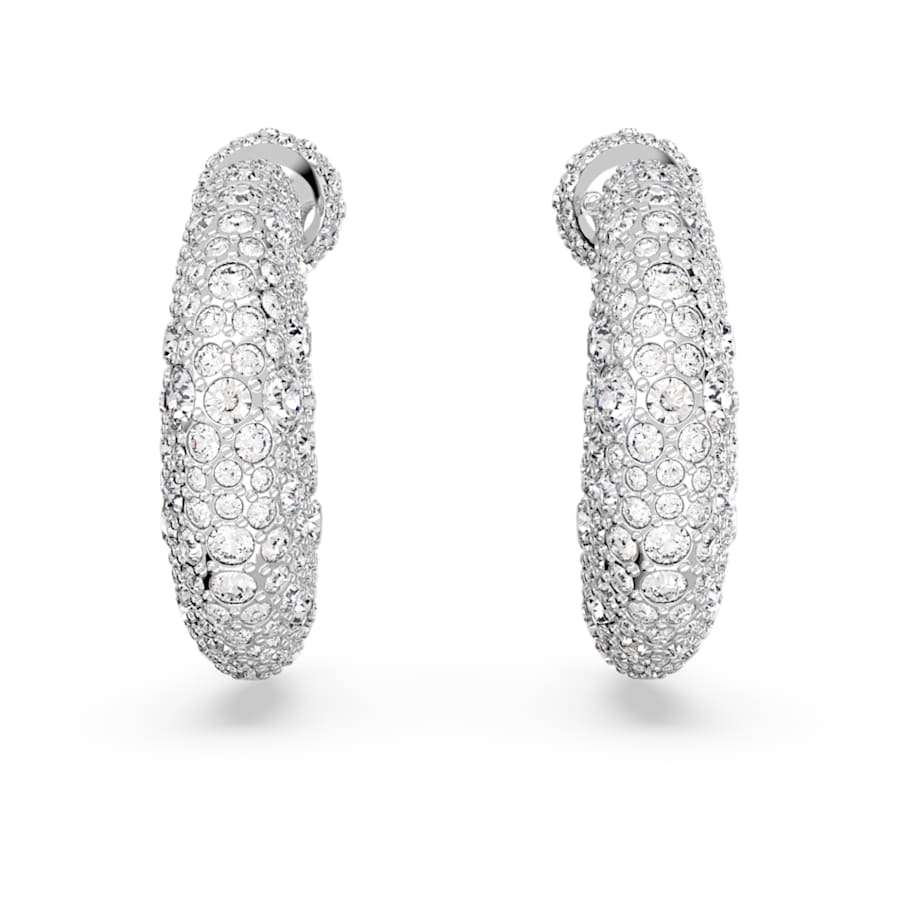 ARETES SWAROVSKI LUNA LUNA, DISEÑO PENDIENTE, BLANCO, BAÑO DE RODIO