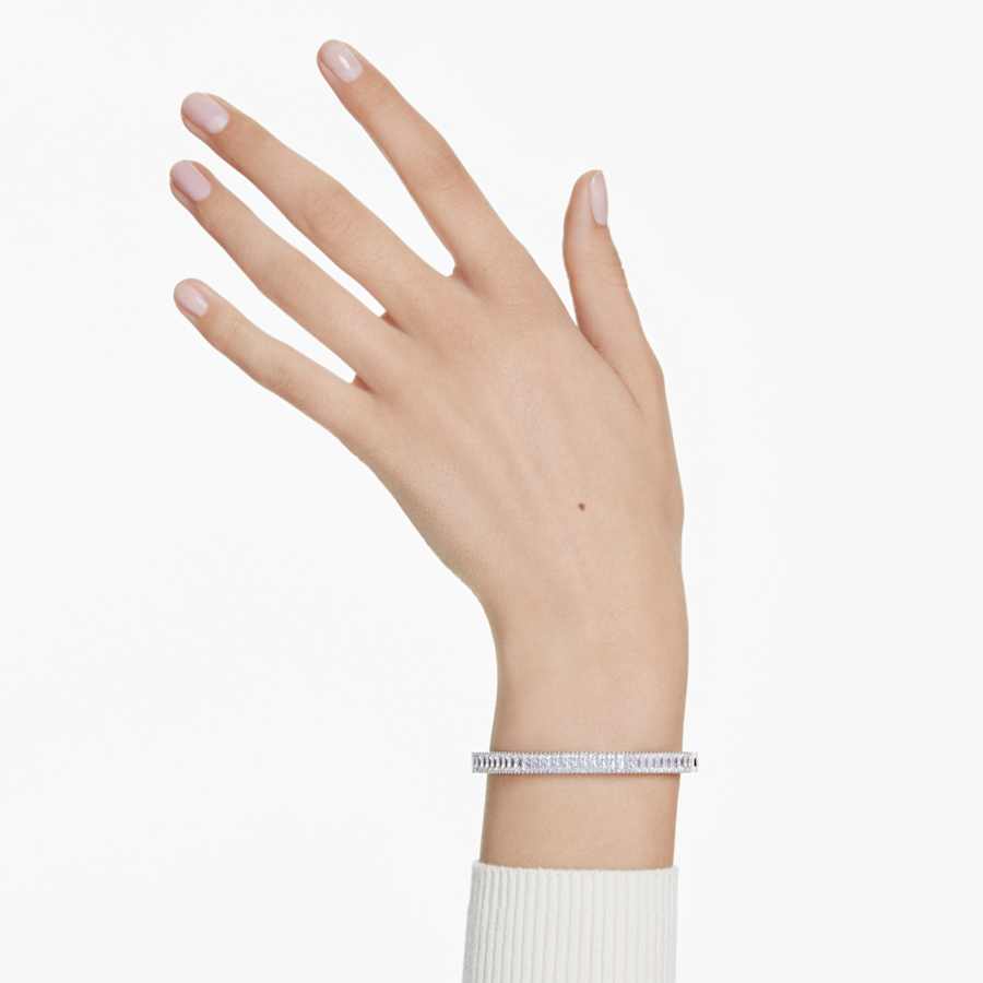 PULSERA SWAROVSKI MATRIX TALLA BAGUETTE, FORMA OCTAGONAL, BLANCO, BAÑO DE RODIO, TALLA M