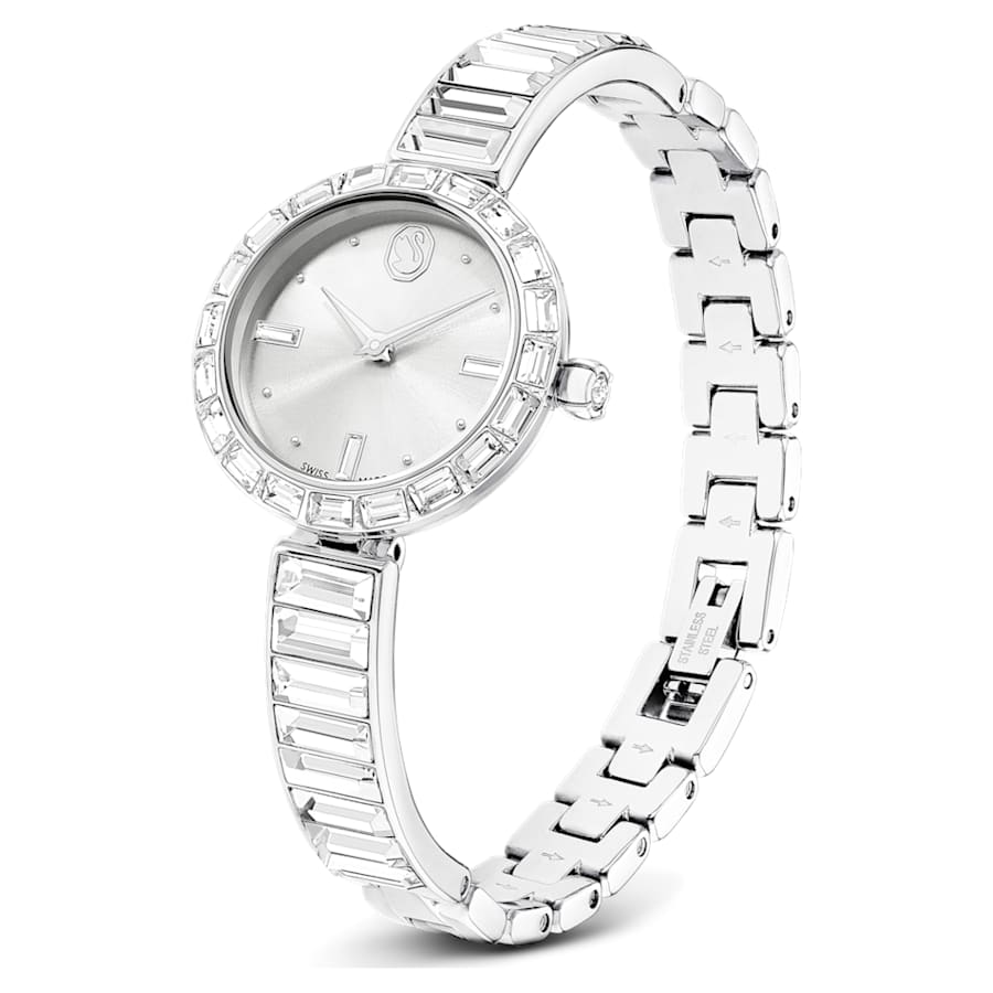 RELOJ SWAROVSKI MATRIX BANGLE BRAZALETE DE ACERO INOXIDABL, ESFERA GRIS, MOVIMIENTO CUARZO, CAJA 25 MM, MUJER