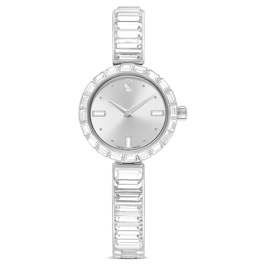 RELOJ SWAROVSKI MATRIX BANGLE BRAZALETE DE ACERO INOXIDABL, ESFERA GRIS, MOVIMIENTO CUARZO, CAJA 25 MM, MUJER