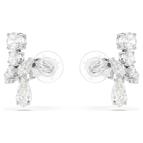 ARETES SWAROVSKI DE MATRIX TALLAS MIXTAS, BLANCO, BAÑO DE RODIO