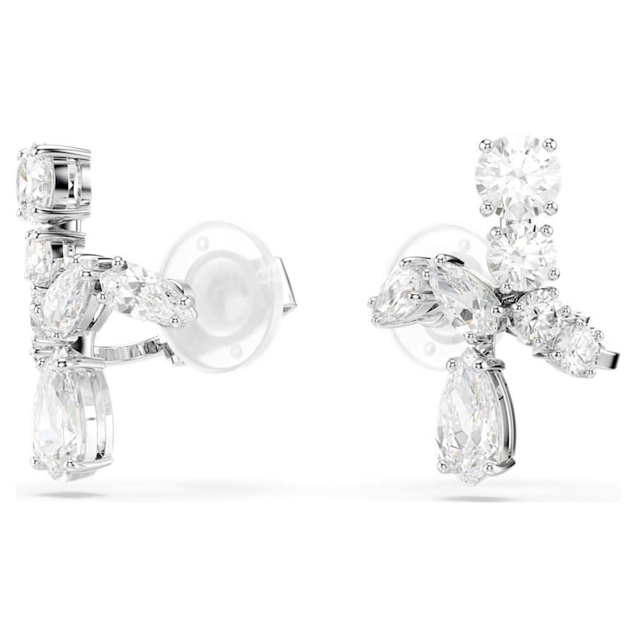 ARETES SWAROVSKI DE MATRIX TALLAS MIXTAS, BLANCO, BAÑO DE RODIO