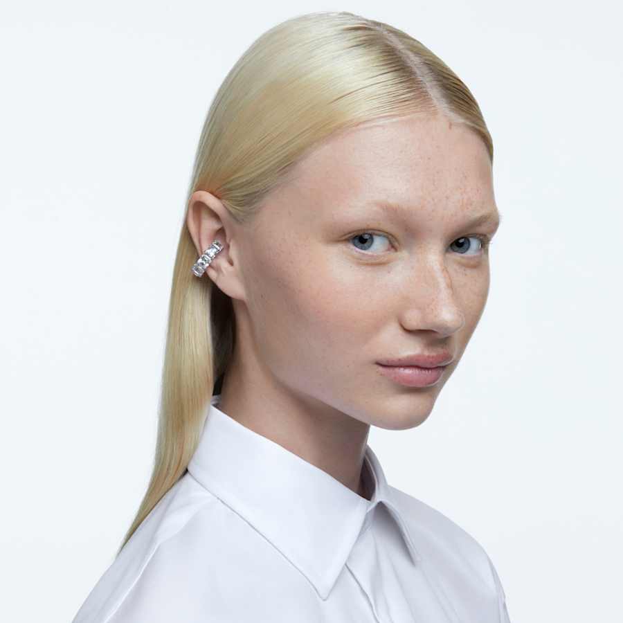 ARETES SWAROVSKI MILLENIA TALLA CUADRADA, BLANCO, BAÑO DE RODIO