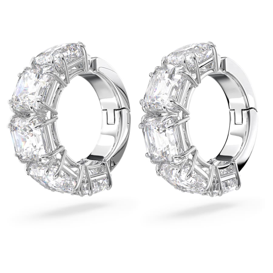 ARETES SWAROVSKI MILLENIA TALLA CUADRADA, BLANCO, BAÑO DE RODIO