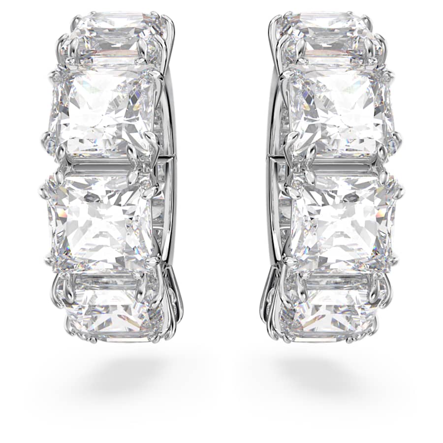 ARETES SWAROVSKI MILLENIA TALLA CUADRADA, BLANCO, BAÑO DE RODIO