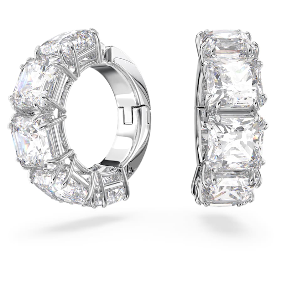 ARETES SWAROVSKI MILLENIA TALLA CUADRADA, BLANCO, BAÑO DE RODIO