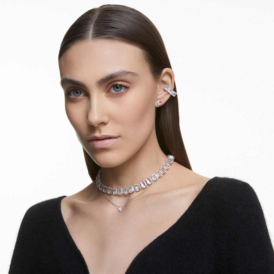 ARETES SWAROVSKI MILLENIA TALLA CUADRADA, BLANCO, BAÑO DE RODIO