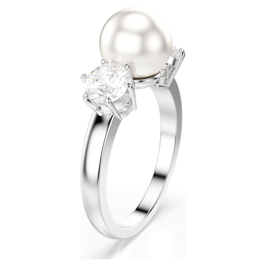 ANILLO SWAROVSKI  MATRIX CRYSTAL PEARLS, TALLA REDONDA, BLANCO, BAÑO DE RODIO, TALLA 58