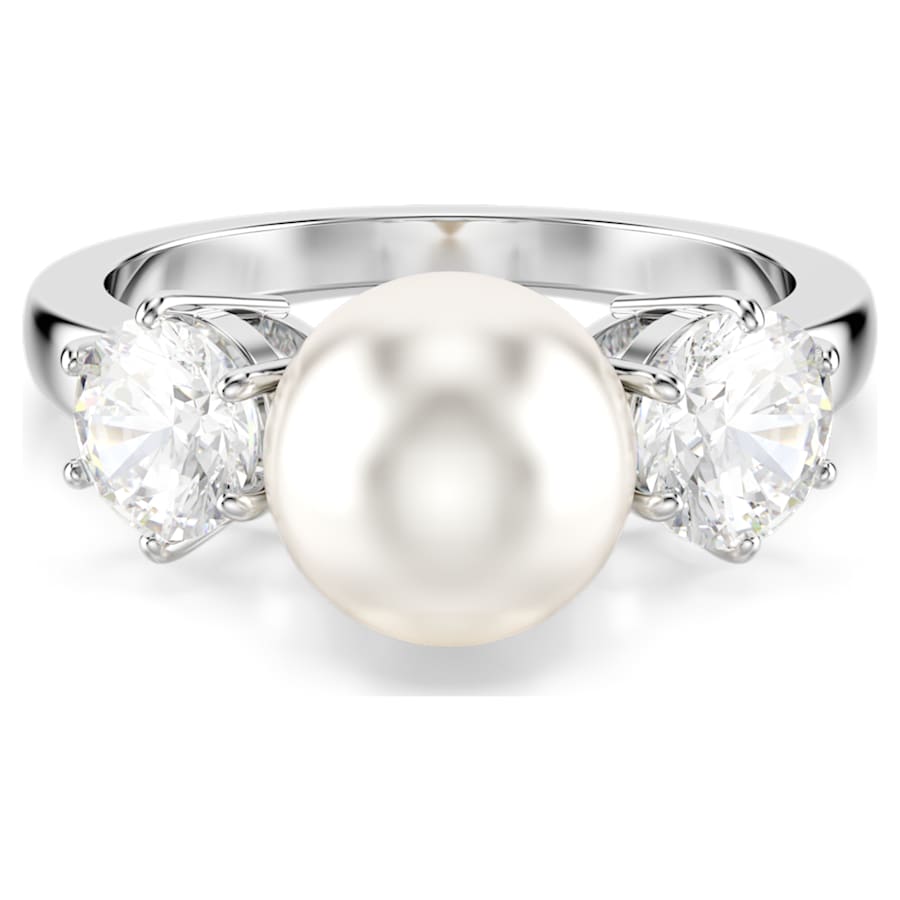 ANILLO SWAROVSKI  MATRIX CRYSTAL PEARLS, TALLA REDONDA, BLANCO, BAÑO DE RODIO, TALLA 52
