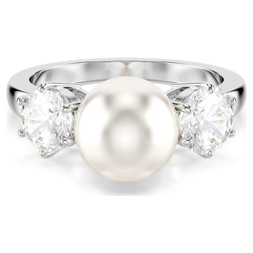 ANILLO SWAROVSKI MATRIX CRYSTAL PEARLS, TALLA REDONDA, BLANCO, BAÑO DE RODIO