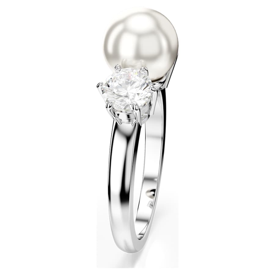 ANILLO SWAROVSKI MATRIX CRYSTAL PEARLS, TALLA REDONDA, BLANCO, BAÑO DE RODIO