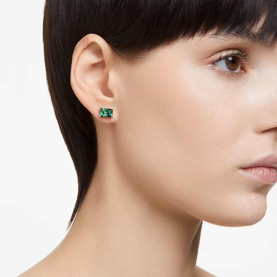 ARETES SWAROVSKI MATRIX TALLAS MIXTAS, VERDE, BAÑO DE RODIO