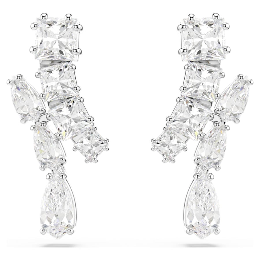 ARETES SWAROVSKI MATRIX TALLAS MIXTAS, BLANCO, BAÑO DE RODIO