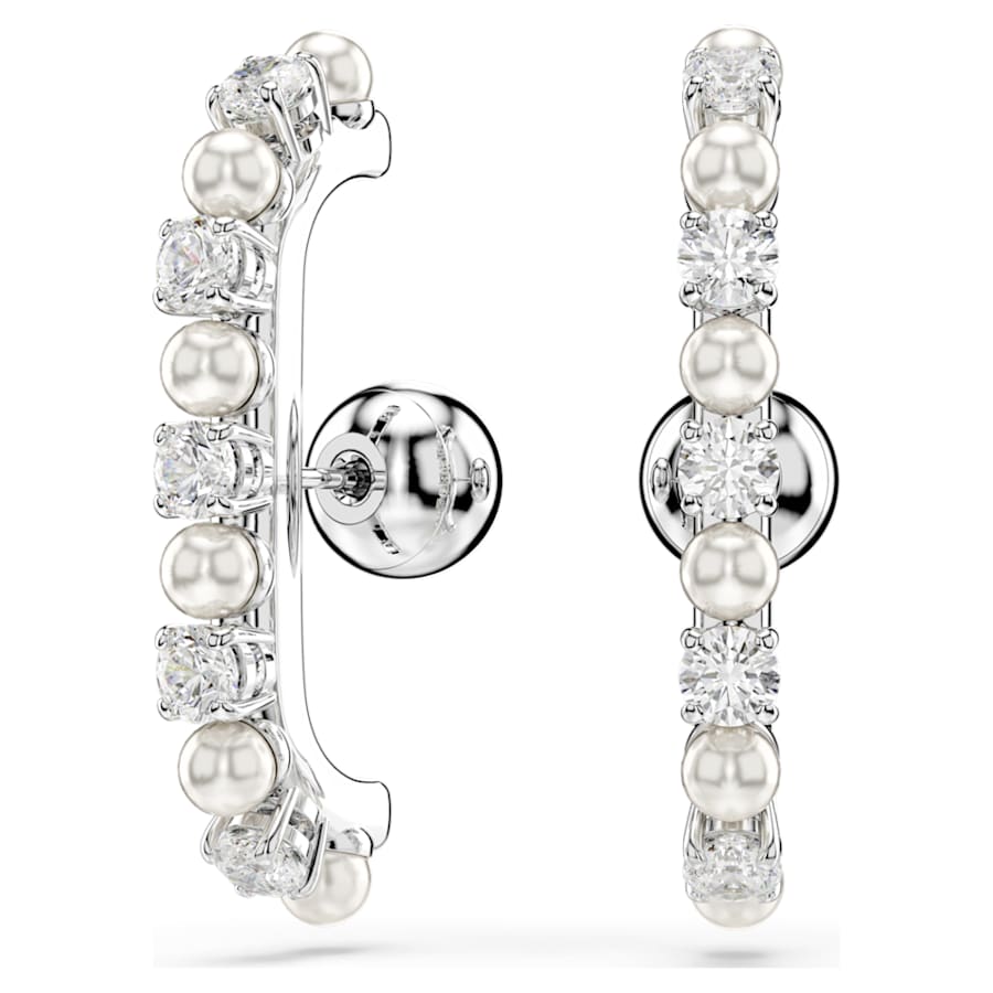 ARETES SWAROVSKI MATRIX SET SWAROVSKI(3), CRYSTAL PEARL, TALLA REDONDA, BLANCO, BAÑO DE RODIO