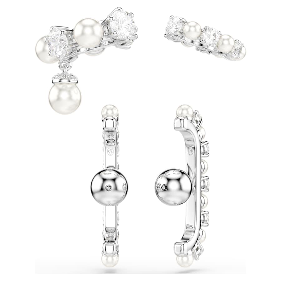 ARETES SWAROVSKI MATRIX SET SWAROVSKI(3), CRYSTAL PEARL, TALLA REDONDA, BLANCO, BAÑO DE RODIO