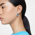 ARETES SWAROVSKI MATRIX TALLA BAGUETTE, AZULES, BAÑO DE RODIO