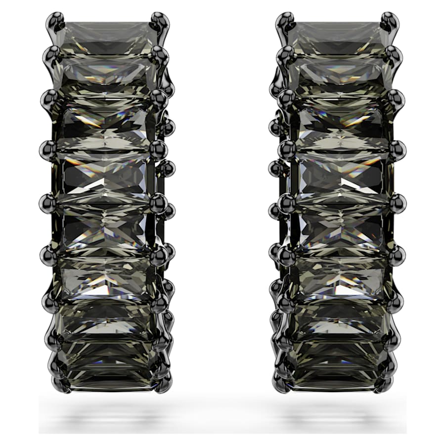 ARETES SWAROVSKI MATRIX TALLA BAGUETTE, GRISES , BAÑO DE RUTENIO