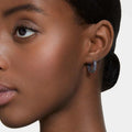 ARETES SWAROVSKI MATRIX TALLA BAGUETTE, GRISES , BAÑO DE RUTENIO