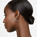 ARETES SWAROVSKI MATRIX TALLA BAGUETTE, CORAZCÓN, PEQUECÑOS, BLANCO, BAÑO DE RODIO
