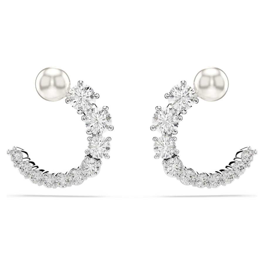 ARETES SWAROVSKI MATRIX CRYSTAL PEARLS, TALLA REDONDA, BLANCO, BAÑO DE RODIO