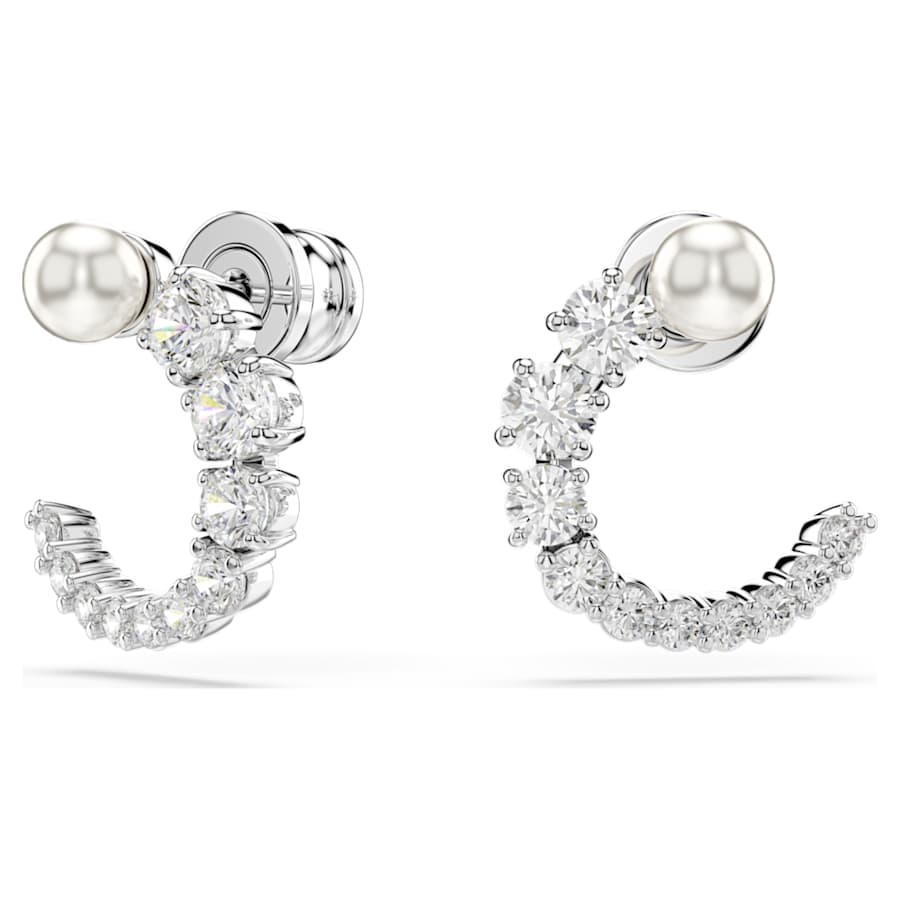 ARETES SWAROVSKI MATRIX CRYSTAL PEARLS, TALLA REDONDA, BLANCO, BAÑO DE RODIO