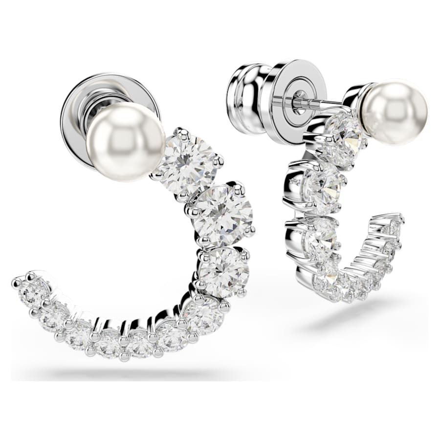 ARETES SWAROVSKI MATRIX, TALLA REDONDA CIRCULO, BLANCO, BAÑO DE RODIO