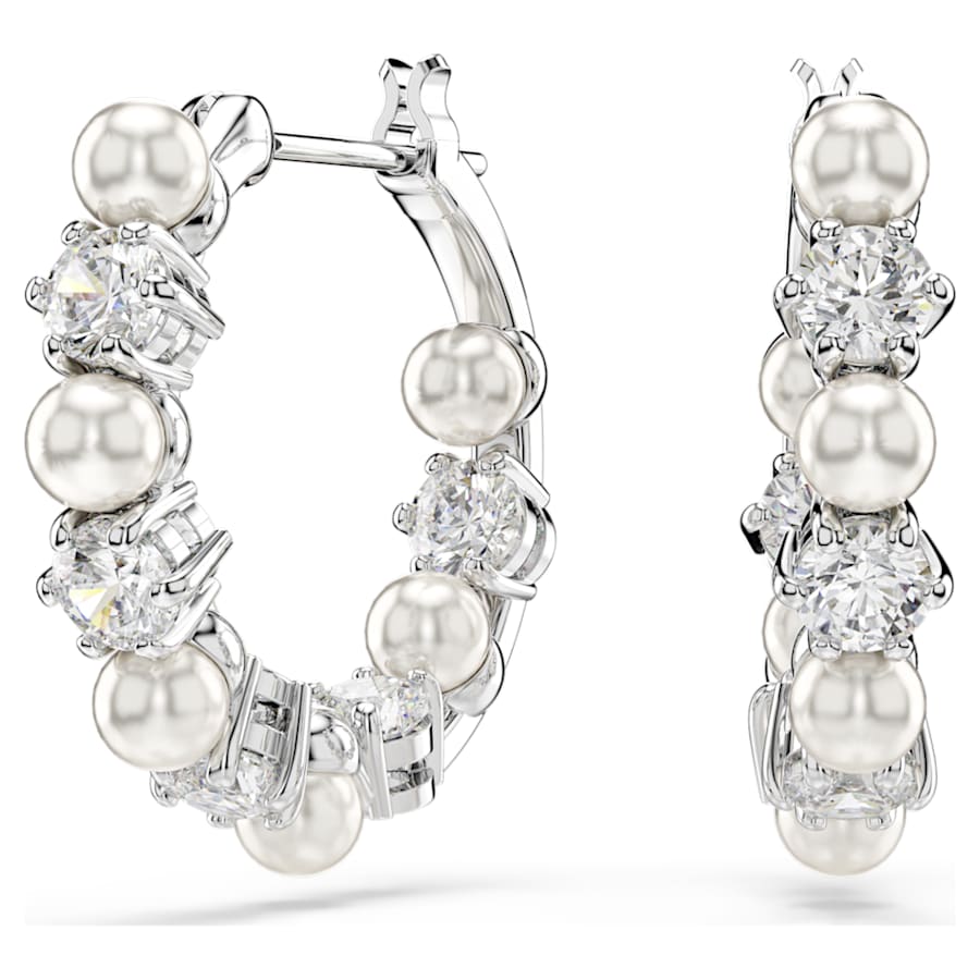 ARETES SWAROVSKI MATRIX CRYSTAL PEARLS, TALLA REDONDA, BLANCO, BAÑO DE RODIO