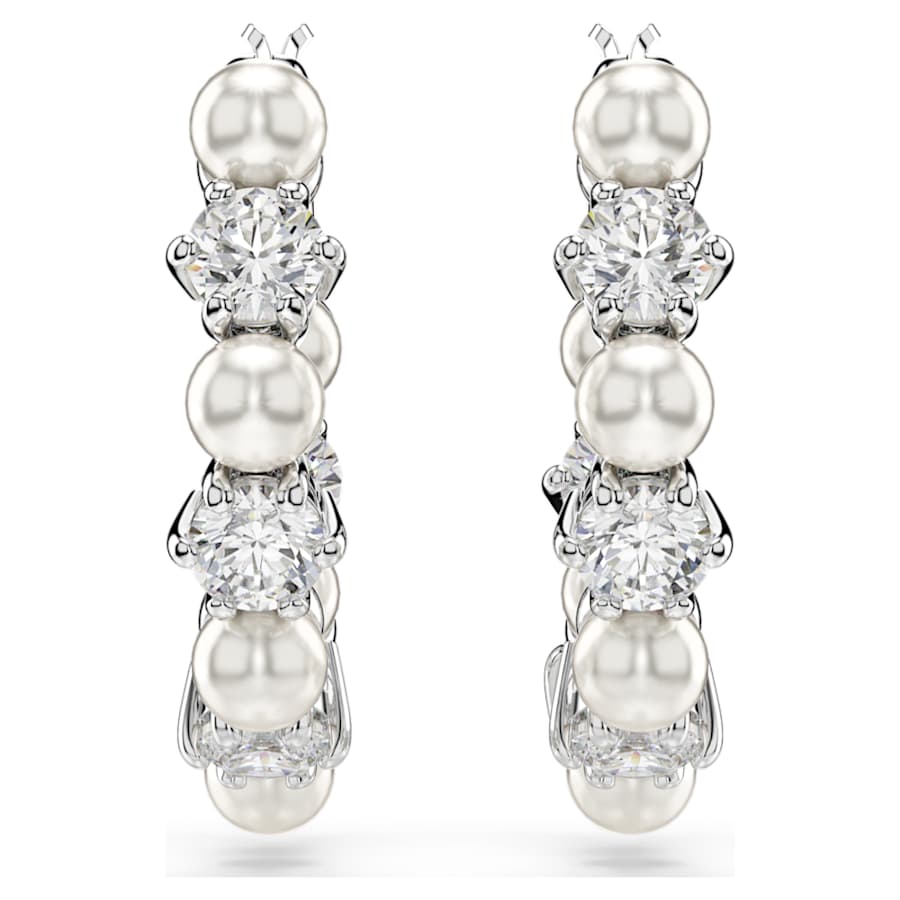 ARETES SWAROVSKI MATRIX CRYSTAL PEARLS, TALLA REDONDA, BLANCO, BAÑO DE RODIO