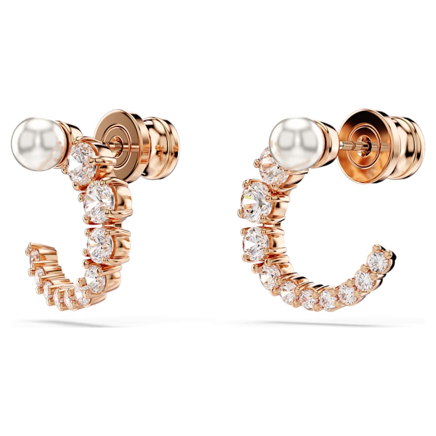 ARETES SWAROVSKI MATRIX CRYSTAL PEARLS, TALLA REDONDA, BLANCO, BAÑO TONO ORO ROSA