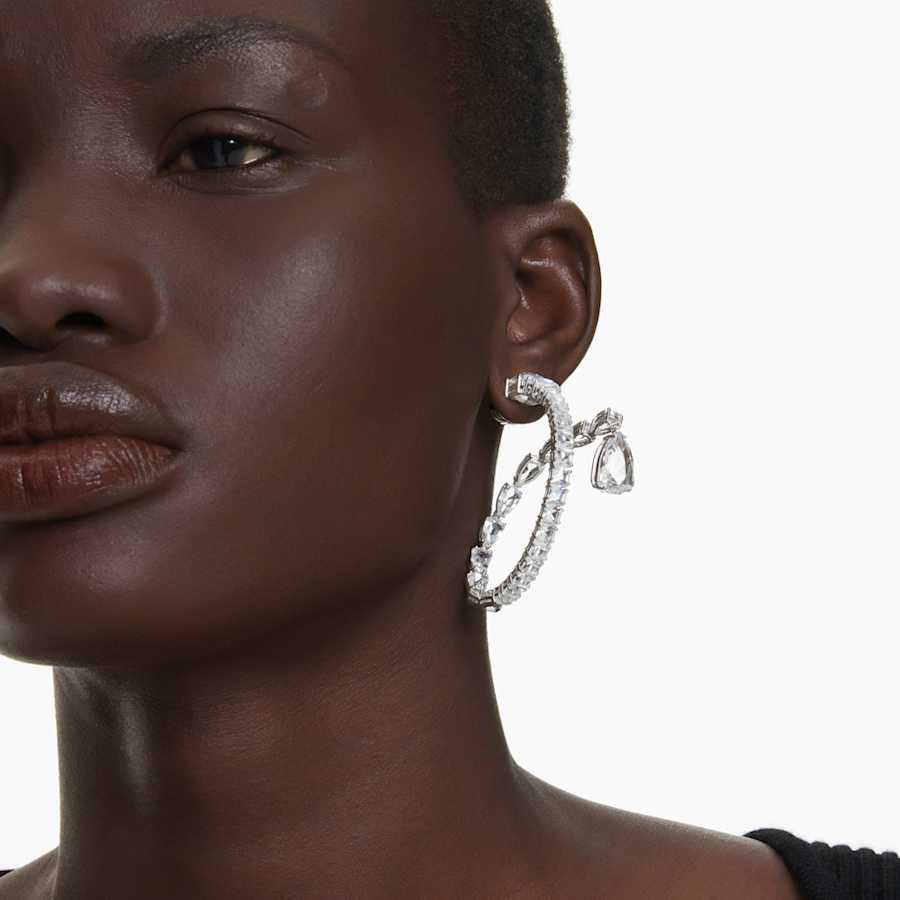 ARETES SWAROVSKI MATRIX TALLAS MIXTAS, BLANCO, BAÑO DE RODIO