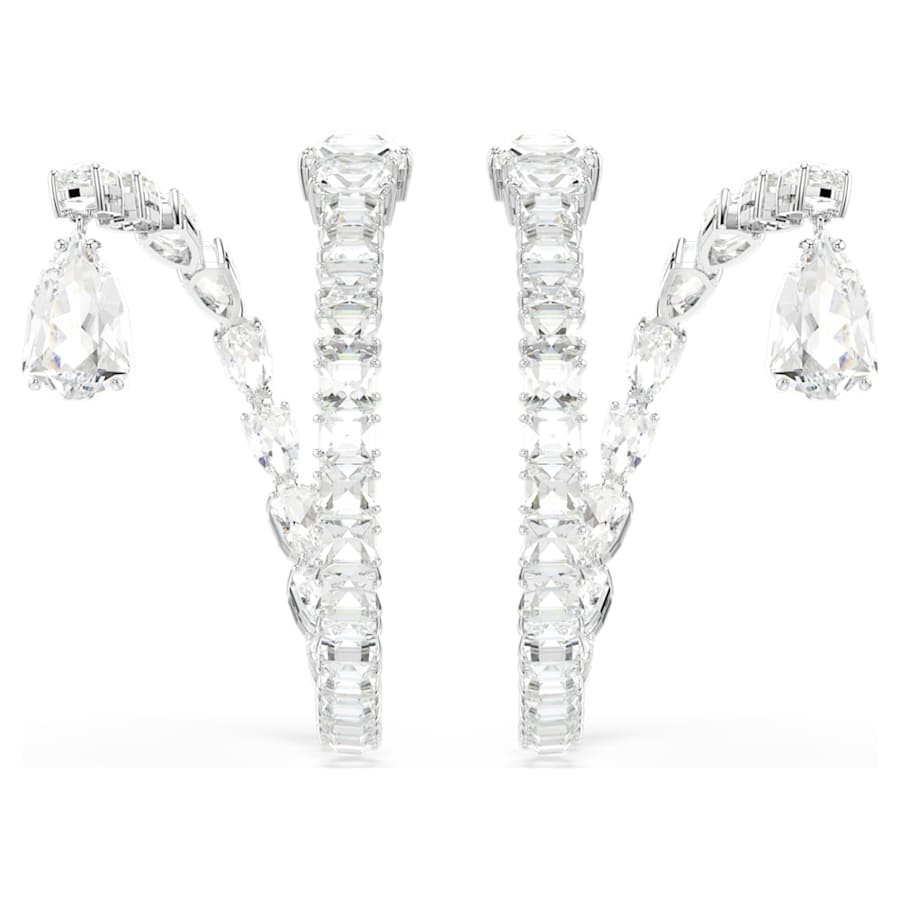 ARETES SWAROVSKI MATRIX, DISEÑO HOOP, CRISTAL, BAÑO DE RODIO