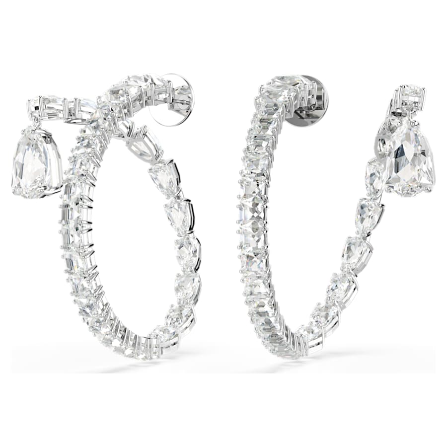 ARETES SWAROVSKI MATRIX, DISEÑO HOOP, CRISTAL, BAÑO DE RODIO
