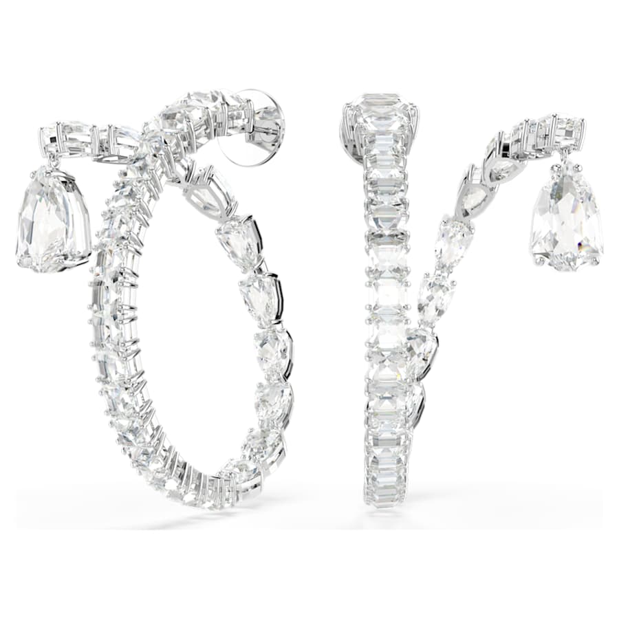 ARETES SWAROVSKI MATRIX, DISEÑO HOOP, CRISTAL, BAÑO DE RODIO