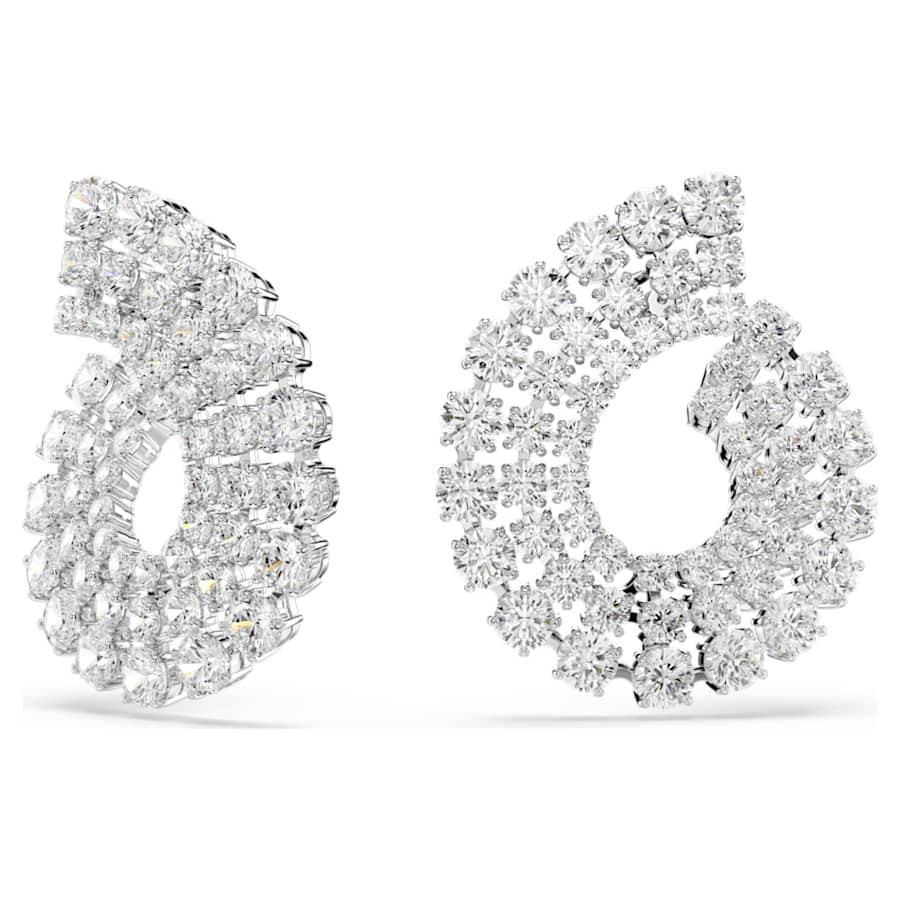 ARETES SWAROVSKI MATRIX TALLAS REDONDAS COMBINADAS, BLANCO, BAÑO DE RODIO