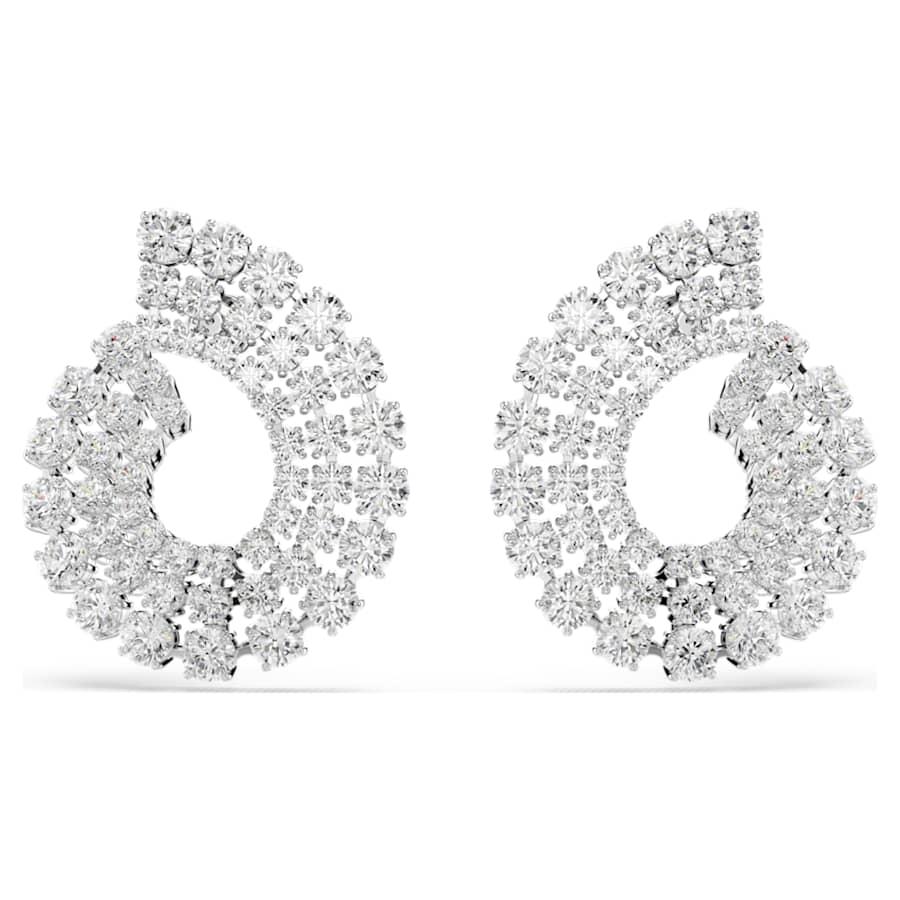 ARETES SWAROVSKI MATRIX TALLAS REDONDAS COMBINADAS, BLANCO, BAÑO DE RODIO