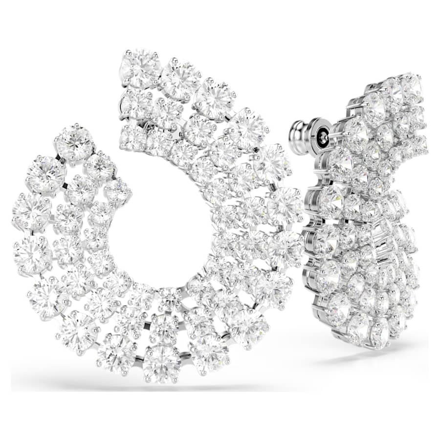 ARETES SWAROVSKI MATRIX TALLAS REDONDAS COMBINADAS, BLANCO, BAÑO DE RODIO