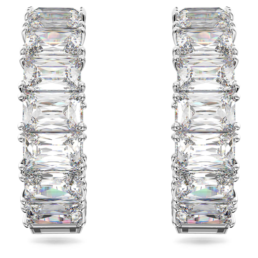 ARETES SWAROVSKI  MILLENIA TALLA OCTOGONAL, BLANCO, BAÑO DE RODIO