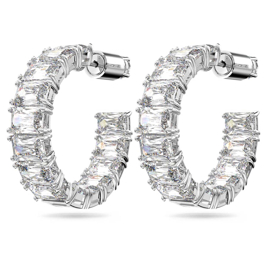 ARETES SWAROVSKI MILLENIA TALLA OCTOGONAL, BLANCO TRANSPARENTE, BAÑO DE RODIO