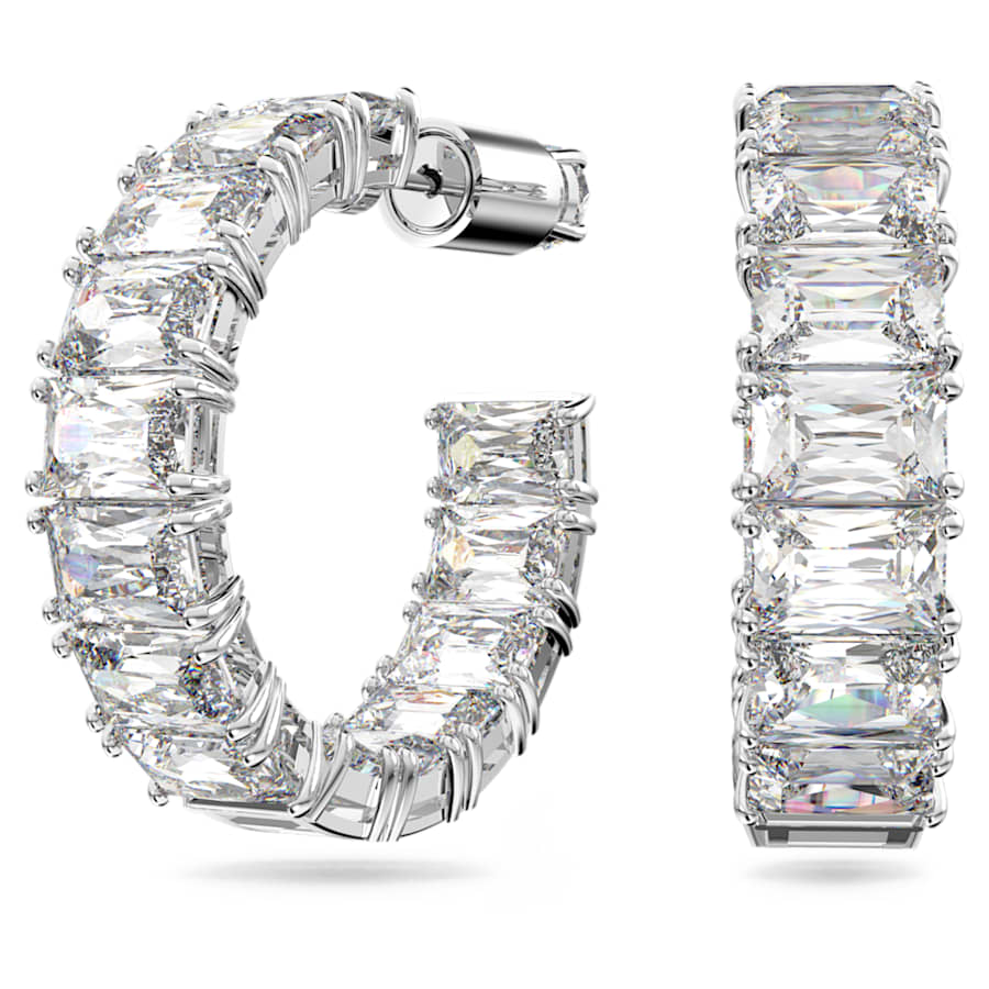 ARETES SWAROVSKI MILLENIA TALLA OCTOGONAL, BLANCO TRANSPARENTE, BAÑO DE RODIO