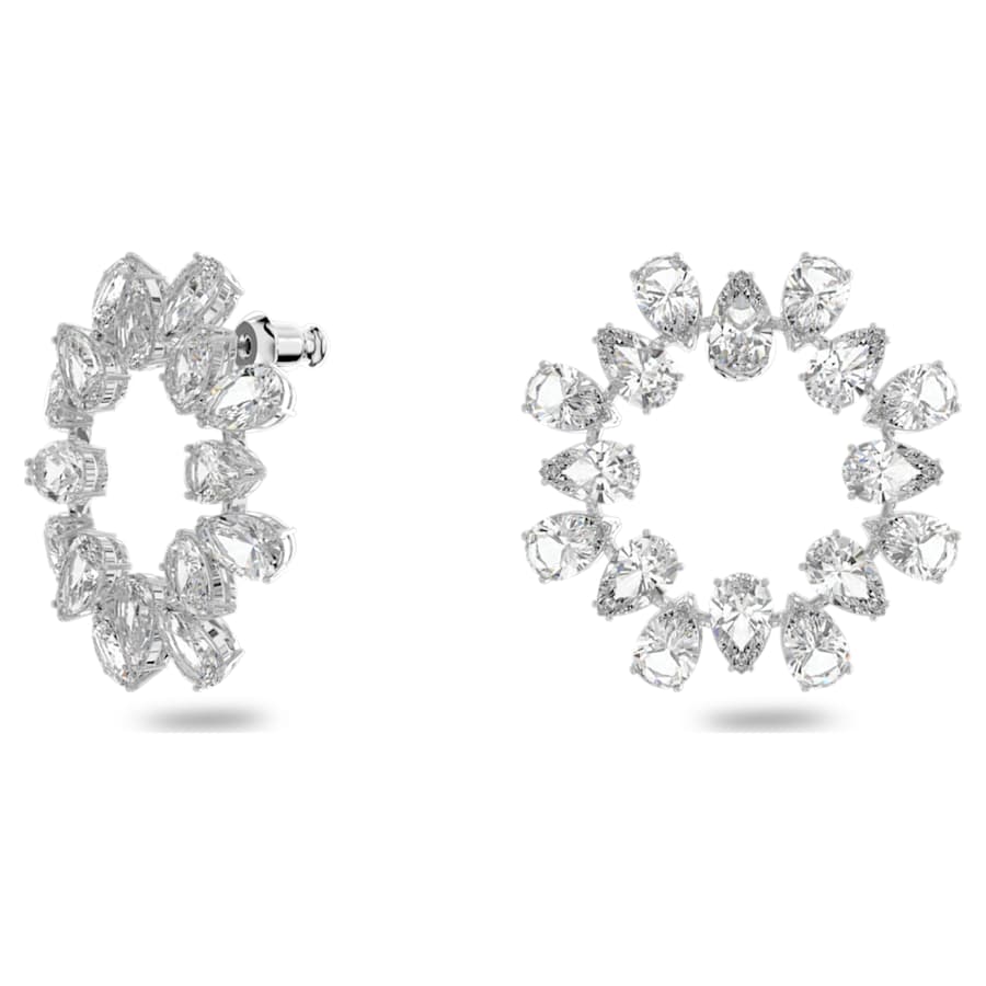 ARETES SWAROVSKI MILLENIA TALLA PERA, BLANCO, BAÑO DE RODIO