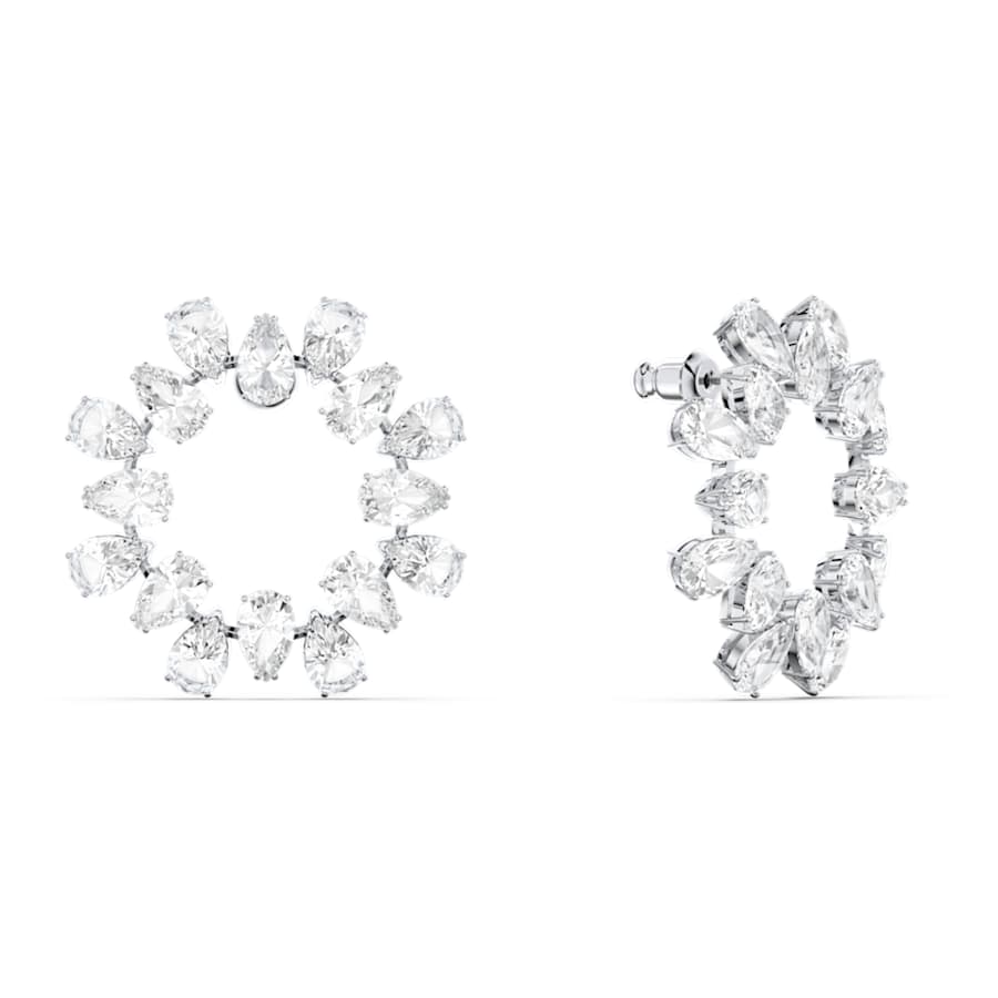 ARETES SWAROVSKI  MILLENIA TALLA PERA, BLANCO, BAÑO DE RODIO