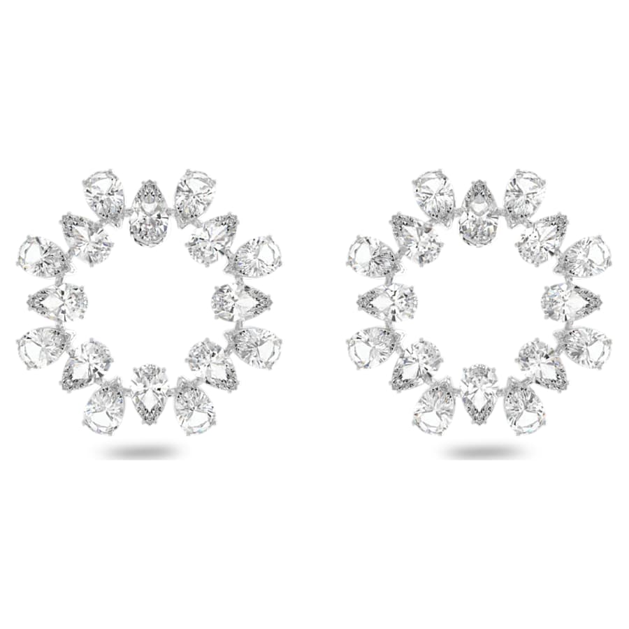 ARETES SWAROVSKI MILLENIA TALLA PERA, BLANCO, BAÑO DE RODIO
